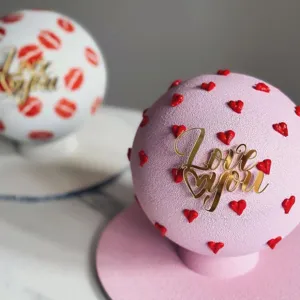 Valentine's Day cake topper acrylic Love you decoration for romantic mousse cake details view