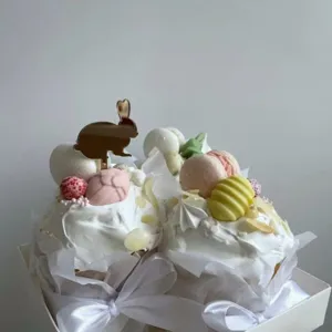 Easter acrylic bunny cake topper and holiday dessert detail view closeup display item