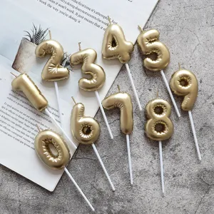 Gold balloon number candles 0-9 for birthday cake party decoration cake toppers