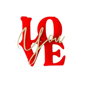 Ακριλικό τοππερ τούρτας LOVE κόκκινο χρυσό διακόσμηση πάρτι Αγίου Βαλεντίνου ρομαντικό δώρο