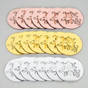 Ακριλικό MR & MRS cupcake toppers στρογγυλή διακόσμηση τούρτας γάμου πάρτι