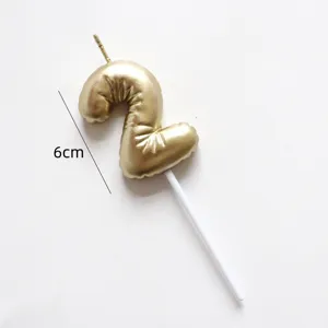 Gold number 2 candle birthday cake topper party decoration 6cm sweet celebration supplies