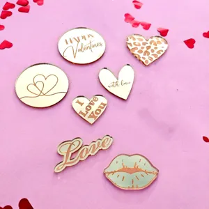 Valentine's day acrylic cake toppers set, love heart and lip design cup cake decorations.