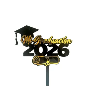 Graduation cake topper 2026 black gold acrylic party decoration graduation party supplies