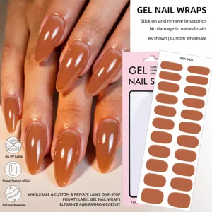 Solid color gel nail wraps, UV-free semi-cured nail polish strips for easy DIY manicure art.