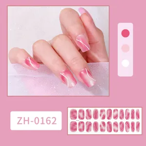 Pegatinas de uñas degradadas rosas 3D ojo de gato tiras de esmalte de gel para manicura
