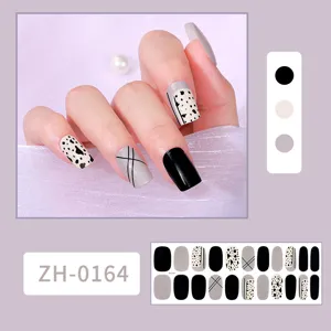 Pegatinas de uñas de vaca en blanco y negro de moda set de manicura geométrica 3d