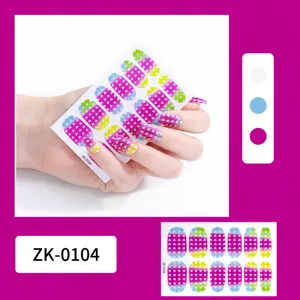 Gradient pink glitter heart nail stickers full wrap manicure strips with hand model.