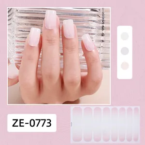 Gradient pink press on nails full cover false nail art stickers set for women and girls.