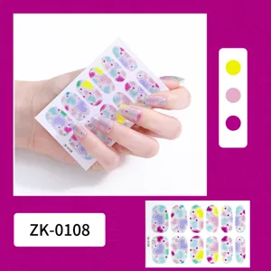 Glitter heart pattern nail stickers, stylish full wrap adhesive nail art decals for women.