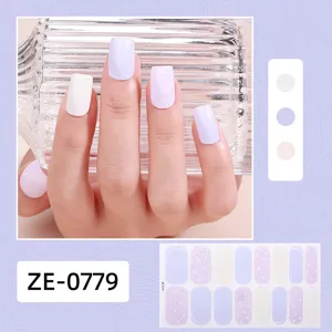 16-finger French cute floral nail polish wraps, shimmering laser nail art stickers for daily wear.