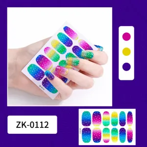 Gradient polka dot nail wraps full cover colorful nail art stickers for women beauty
