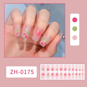 Pegatinas de uñas de tulipanes degradados, calcomanías de gel 3D para manicura sencilla.