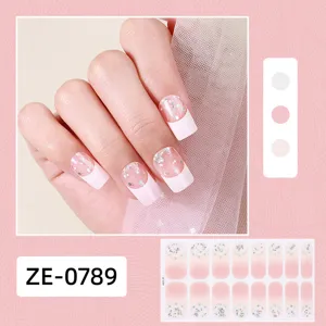 French cute flower nail polish film glitter laser nail stickers detail view showcase