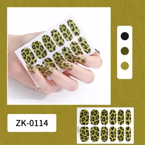 Leopard print glitter nail wraps full coverage adhesive nail stickers art decals for women