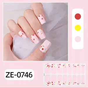 Stickers d'ongles roses fraise cerise 16 conseils couverture complete film pour femmes.