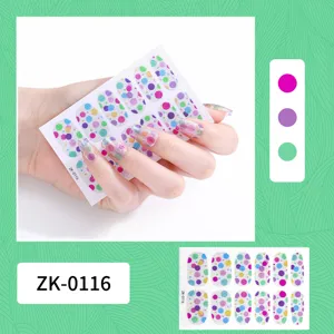Colorful polka dot nail wraps stickers sparkling glitter manicure art self-adhesive sheets