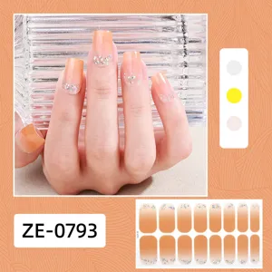 Gradient glitter nail wraps french cute nail stickers semi-cured gel nail art strips