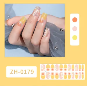 Pegatinas de esmalte de uñas degradadas con bonito diseño de limón para manicuras.