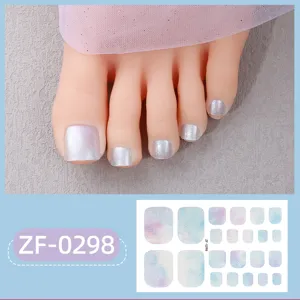 Set de pegatinas degradadas nacaradas para uñas de los pies, envolturas DIY para mujeres.