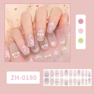 Pegatinas de uñas con degradado floral calcomanía de manicura 3D para mujeres elegantes