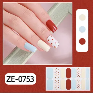Kit de stickers d'ongles Saint-Valentin, 16 bouts dégradé et pois vernis à ongles.