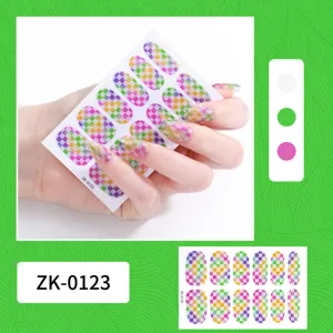Colorful glitter grid nail wraps full cover adhesive nail art stickers for women and girls