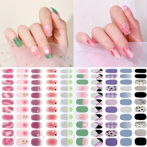 Envoltorios de Esmalte de Uñas Gradiente Pegatinas de Arte 3D Flores Purpurina Pegatinas Adhesivas para Uñas Tiras de Manicura para Mujeres