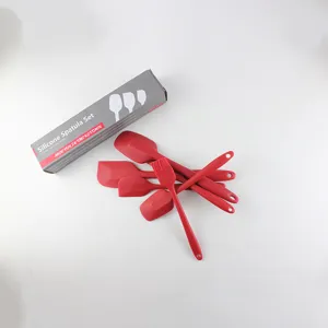 Silicone Spatula Set 6-Piece Baking Tools Red Kitchen Scraper Pastry Brush Heat Resistant