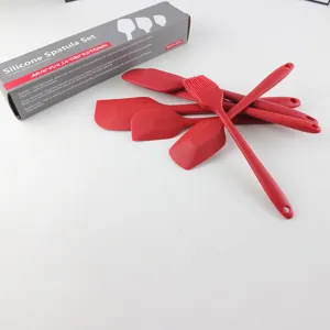 Silicone spatula set baking tools kitchen utensils cream scraper cooking gadgets red 6pcs