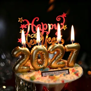 2027 Number Birthday Candles Gold Balloon Cake Topper Happy New Year Party Cake Decorations