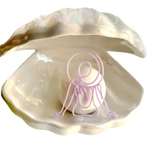 Shell pearl pink line art figurine ornament INS style desktop decoration cake topper
