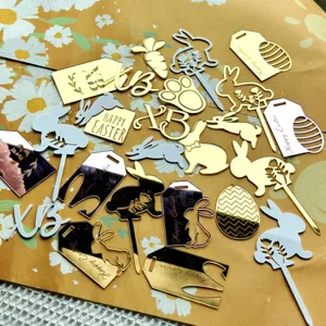 Easter acrylic bunny cake toppers and hanging pendants set for party decoration main view