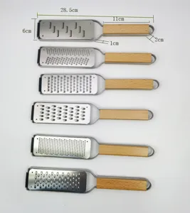 Stainless steel cheese grater with wooden handle lemon zester kitchen tool set 6pcs