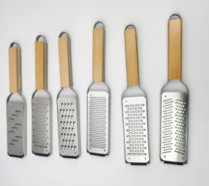 Stainless steel cheese grater with wood handle, multi-functional kitchen tool set of 6.