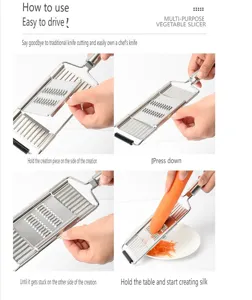 Edelstahl Mehrzweck Gemüseschneider, praktisches Küchenwerkzeug zum Reiben von Kartoffeln.