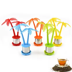 Infuseur à Thé en Cocotier en Acier Inoxydable et Silicone Résistant aux Hautes Températures Passoire à Thé en Vrac Accessoires de Service à Thé Créatifs