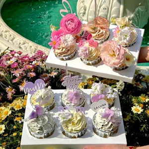 Monet garden Mother's Day acrylic cake topper set floral cupcake decoration gifts