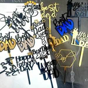Acryl Vatertag Kuchen-Topper Spiegel Gold Schwarz Best Dad Ever Happy Father's Day Kuchen Dekoration Plugin Für Bäckerei Party
