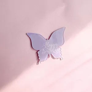 Topper de gateau papillon en acrylique violet joyeux anniversaire decoration fete rose