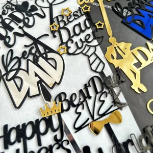 Acryl Kuchenaufsatz Vatertag Set Best Dad Ever Tortendeko für Party Dessert Einleger