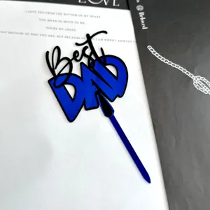 Vatertag Acryl Tortenaufleger Best DAD schwarz blau Party Dekoration Kuchenstecker.