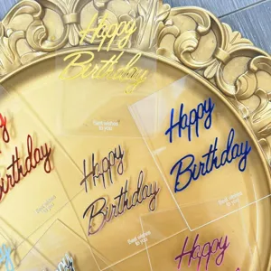 Acrylic double layer Happy Birthday cake topper party decoration colorful display tray