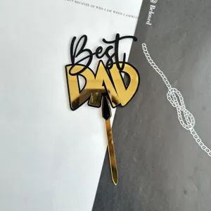 Vatertag Acryl Tortenaufleger Best DAD schwarz und gold Party Dekoration Kuchenstecker Deko