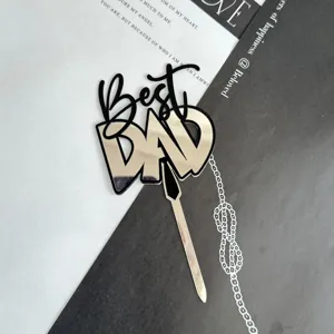 Vatertag Acryl Kuchenaufsatz Best DAD schwarz und silber Spiegel Dessert Dekoration
