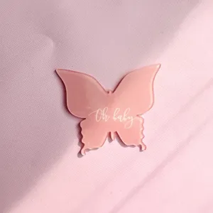 Rose acrylique papillon Oh Baby cupcake topper décoration pour fête de baby shower et baptême