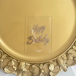 Transparent double layer acrylic happy birthday cake topper, elegant party decoration for celebration.