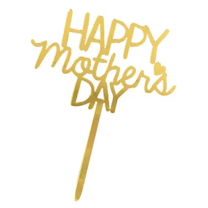 Gold mirror acrylic Happy Mother's Day cake topper for festive party cake decorations.