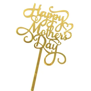 Gold mirror acrylic Happy Mother's Day cake topper detail shot close up decoration