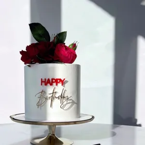 Acrylic Happy Birthday cake topper minimalist party decoration for celebration events and parties.